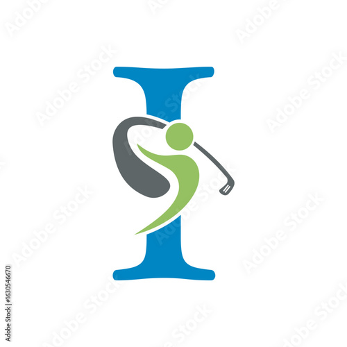 Initial Letter I Golf Logo Design Concept For Hockey Club Symbol