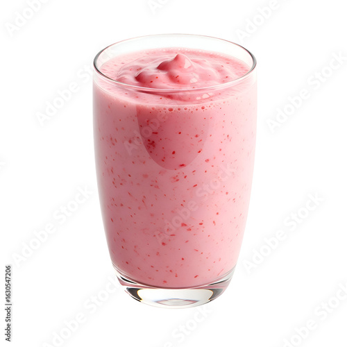 Delicious Pink Strawberry Smoothie in Glass.