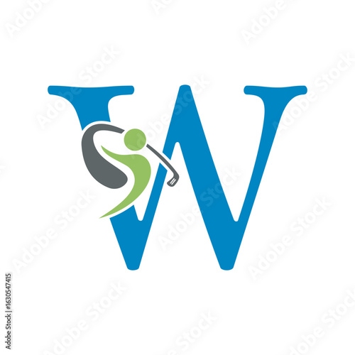 Initial Letter W Golf Logo Design Concept For Hockey Club Symbol