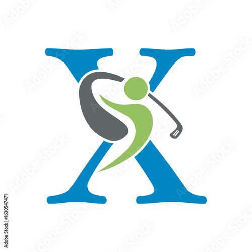 Initial Letter X Golf Logo Design Concept For Hockey Club Symbol