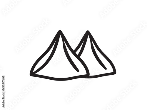 Crisp samosa pastry snack icon in minimal line drawing