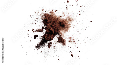 dirt scattered soil pile flying isolated on white background top view  png