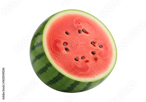 Freshly Cut Watermelon Showing Red Flesh and Seeds.