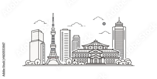 sketch of the city of paris
