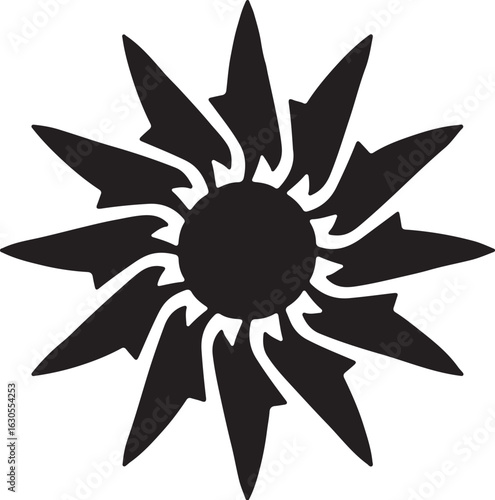 "Tribal Sun Eye Symbol - Vector Tattoo Design"