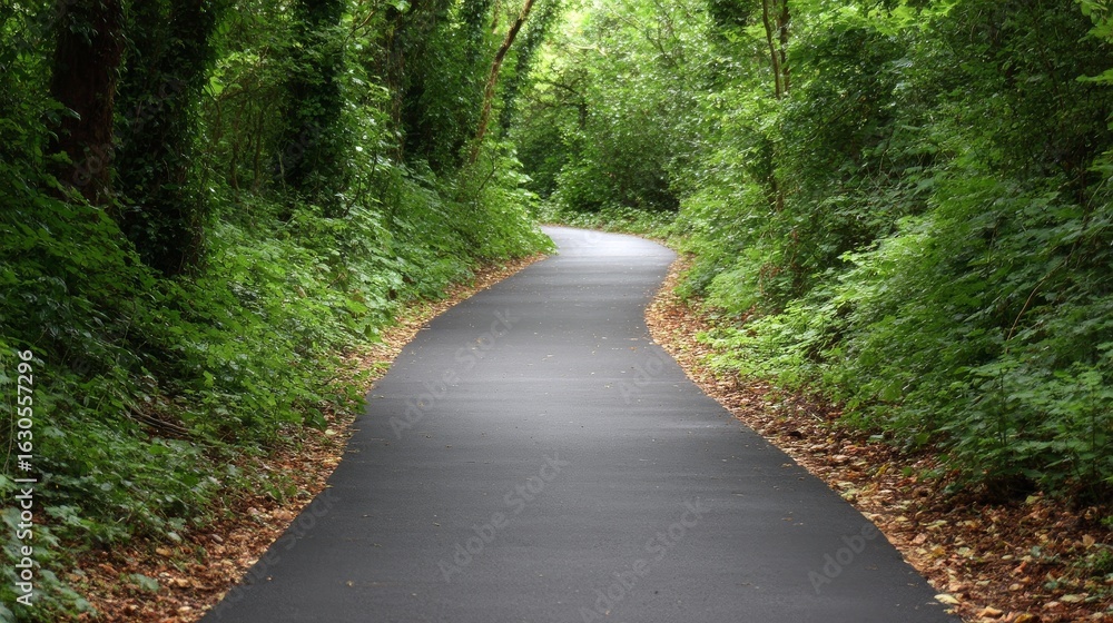 Obraz premium A serene winding path through lush greenery, inviting exploration and tranquility in nature.