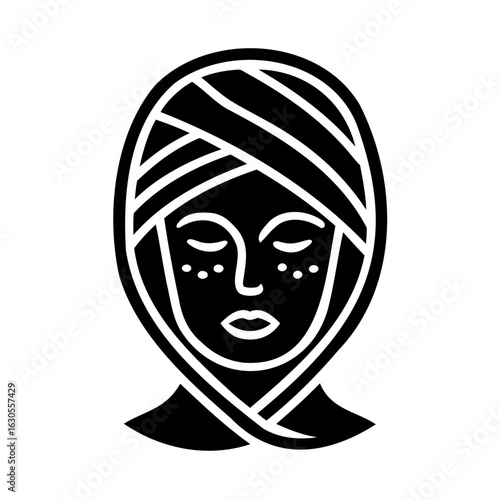 Woman with Turban and Facial Mask Beauty and Spa Treatment