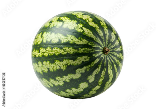 Whole Ripe Watermelon with Green and White Stripes.