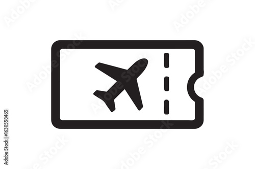 Boarding Pass icon silhouette vector with white background