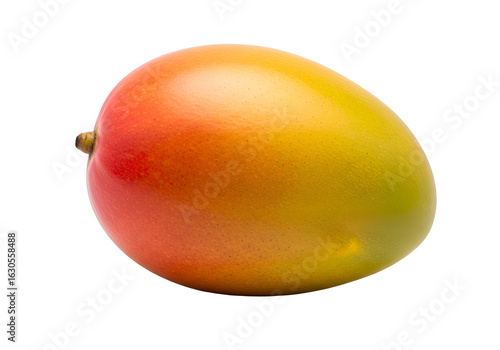 Ripe Mango Fruit with Colorful Skin and Stem.