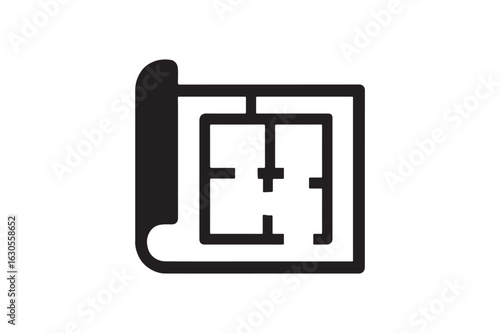 Building Plan icon silhouette vector with white background