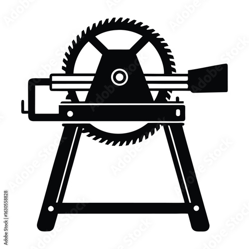 miter saw silhouette vector white background.