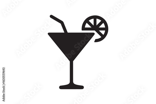 Cocktail Drink icon silhouette vector with white background