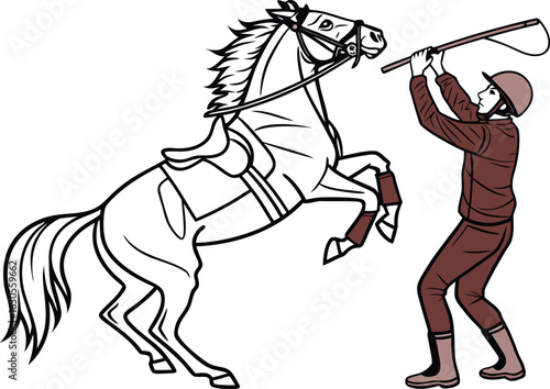 Horse Illustration on White Background. Real Color Stick Style Horse Drawing. Natural Color Horse Art Isolated on White. Horse in Realistic Style. Elegant Horse Design in Real Tones