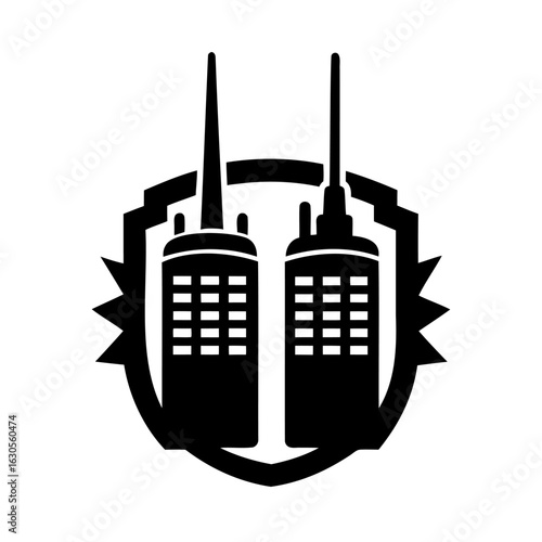 Two Way Radio Communication Device Technology Symbol Vector Graphic