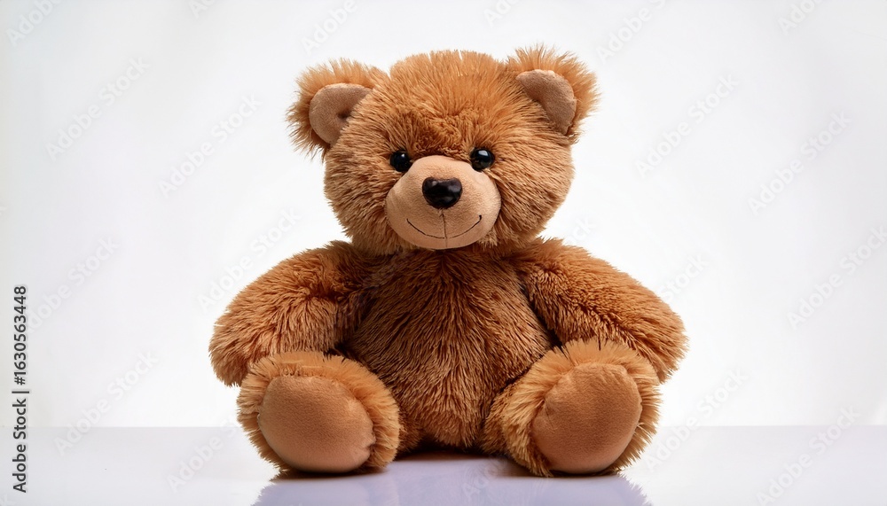 Obraz premium a fluffy brown teddy bear sits on a white surface