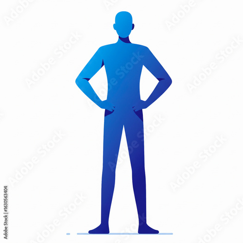 Vector silhouette of confident standing figure in blue gradient