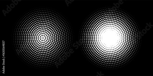 Set of black halftone dots backgrounds. vector ilustration
