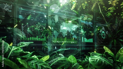 Futuristic Rainforest Data Visualization - Eco-Tech Synergy