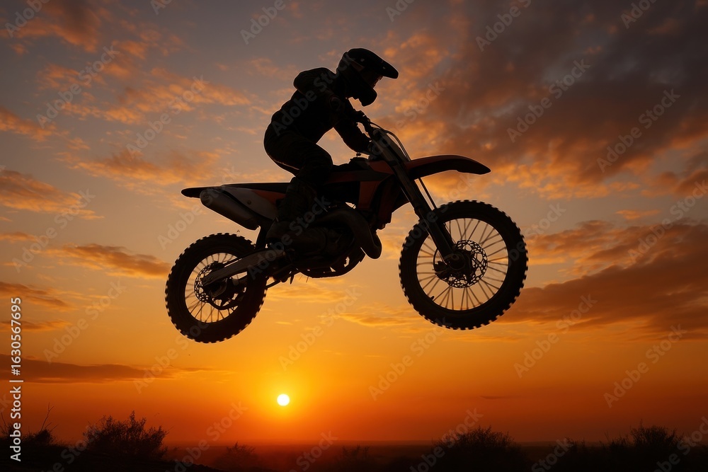 Fototapeta premium Dirt bike silhouette sunset