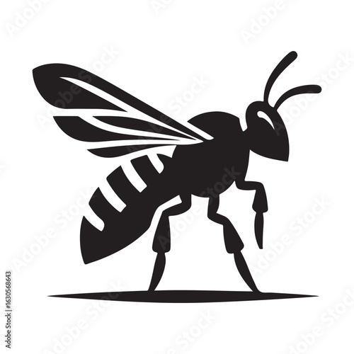 Detailed silhouette of a bee in flight perfect for nature and insect themed designs