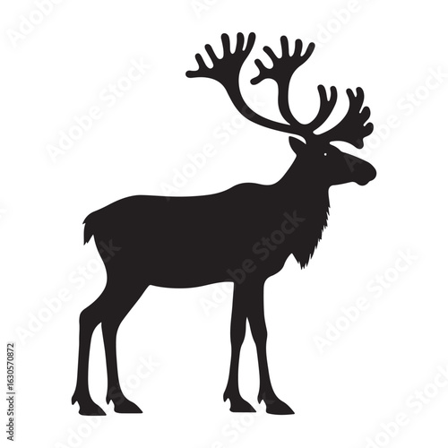 Stylized silhouette of a majestic caribou in a natural setting