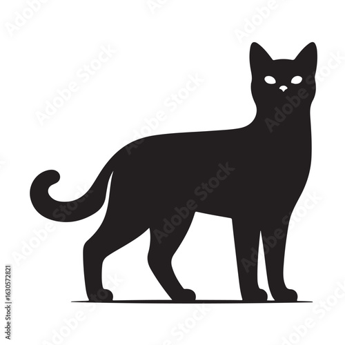 Elegant black cat silhouette in a classic pose perfect for pet themed designs silhouette