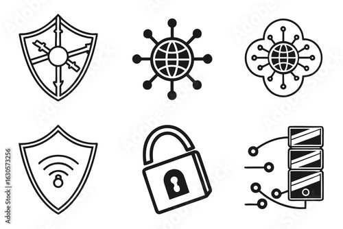 Cybersecurity and Network Security Icons Collection.