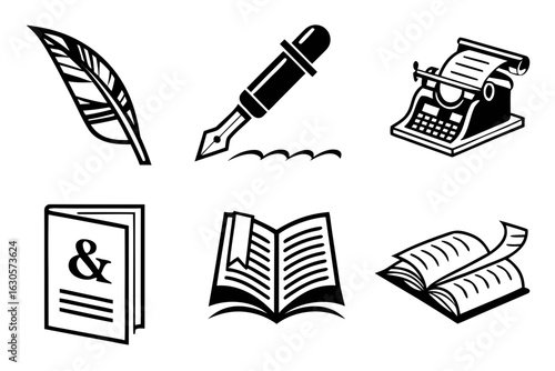 Vintage Writing Tools and Books Collection.