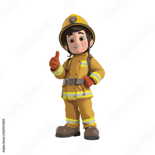 A brave firefighter giving a thumbs-up, symbolizing readiness and heroism.