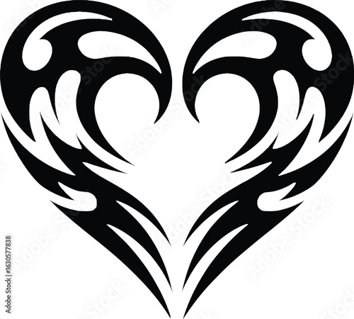 Tribal Heart Tattoo Design Vector Illustration for Art and Body Art Themes