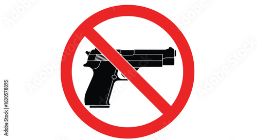 Vector illustration of no guns allowed sign, isolated on white background