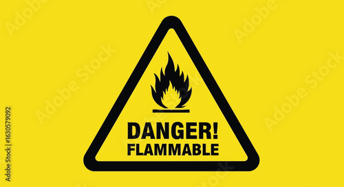 Vector illustration of danger flammable warning sign with fire symbol