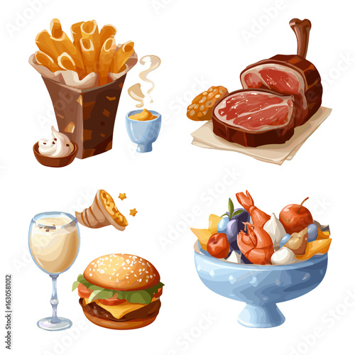 A collage of delicious food arrangements, highlighting different culinary delights.