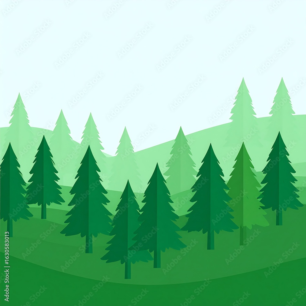 Fototapeta premium Forest landscape illustration (2)