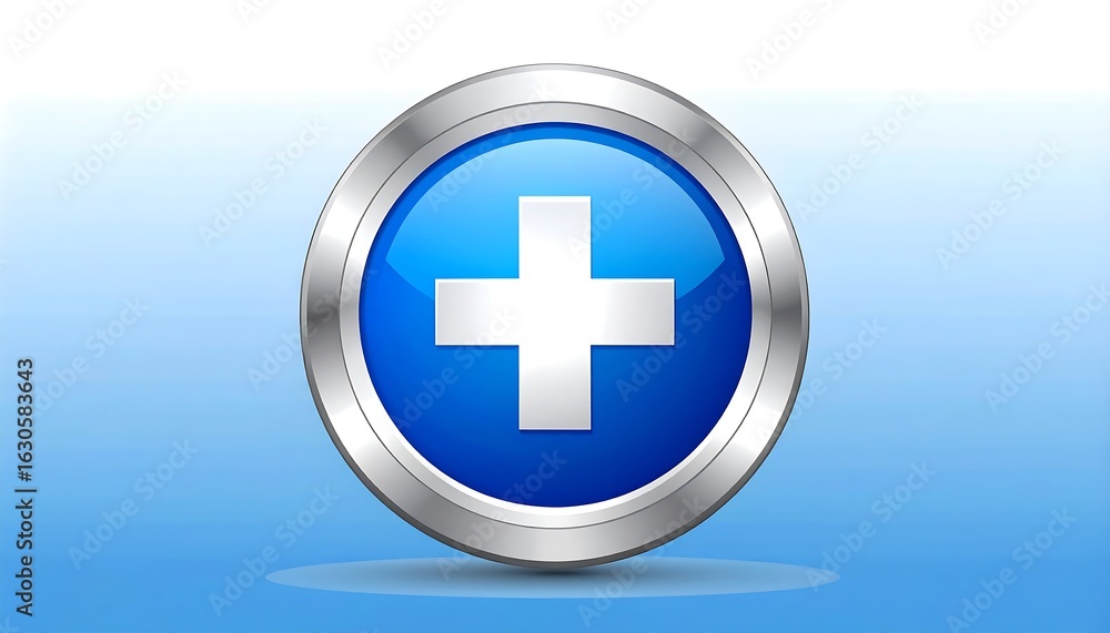 Obraz premium Blue button with plus sign