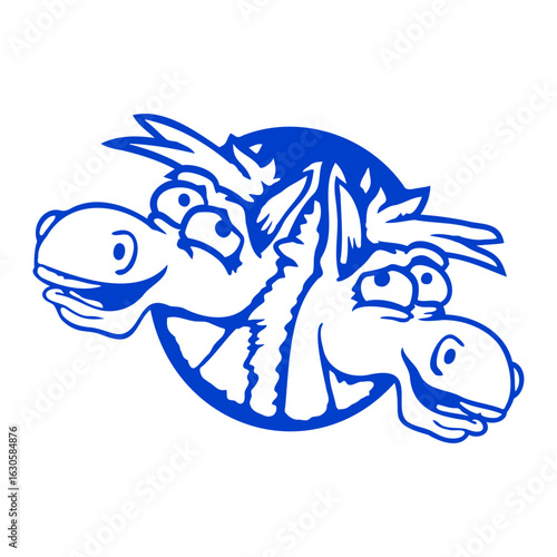 2 horses team laughter funny hole crazy friends