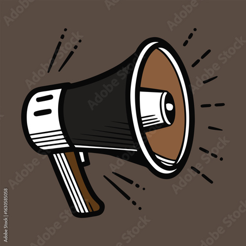 Retro Megaphone Illustration with Sound Lines