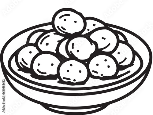 Minimal Swedish cuisine meatballs icon in elegant vector