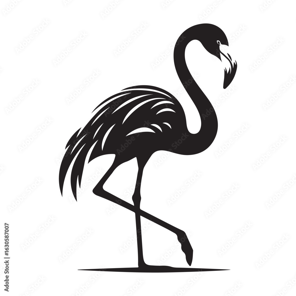 Fototapeta premium Elegant flamingo silhouette standing gracefully in profile