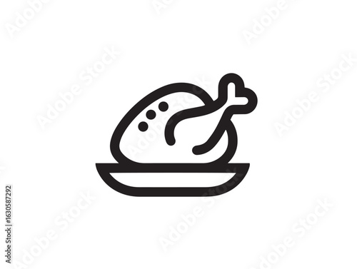 Tandoori chicken icon in clean minimal vector outline