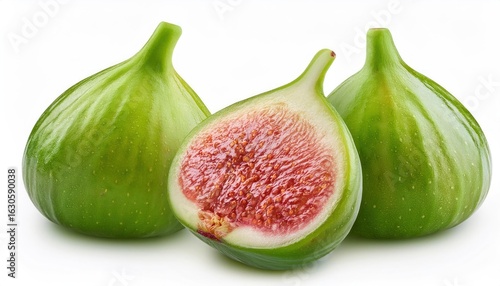 Green Fig Isolated on White Background – Full Depth of Field