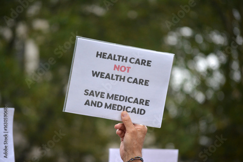 Sign at a rally celebrating Medicare and Medicaid.