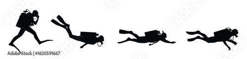 Scuba diver silhouettes set