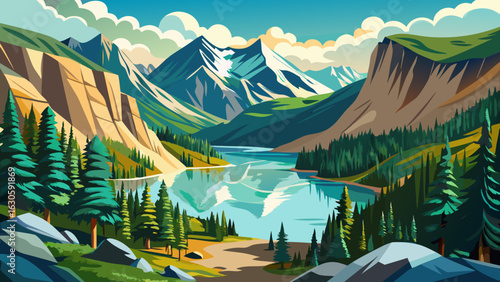 Clearwater Lake in Wells Gray Provincial Park, British Columbia, Canada . The lake is high up in the Cariboo Mountains and feeds the Clearwater River and then the Thompson River