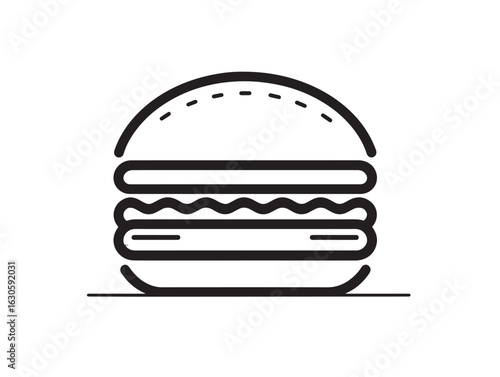 Mumbai vada pav burger icon in elegant flat design