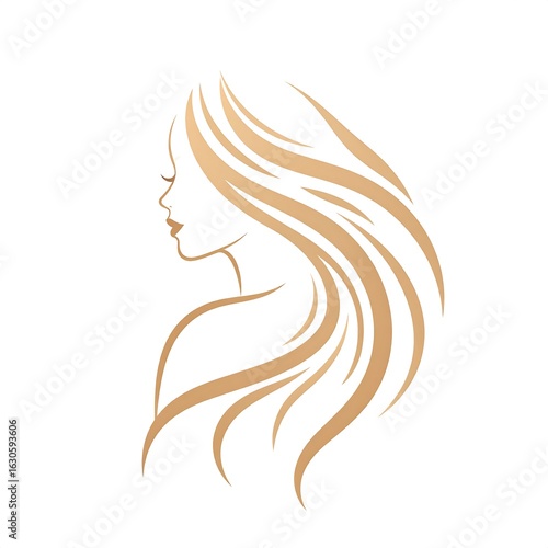 Elegant woman profile with flowing hair
