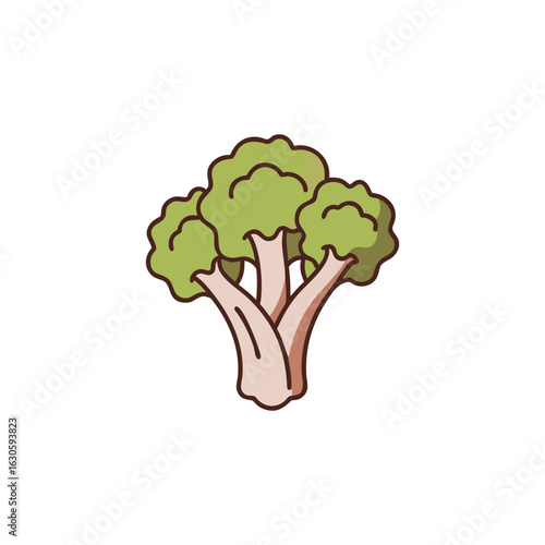 A broccoli rabe vegetable icon Colored outline art vector illustration.