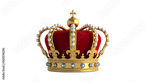 golden crown isolated on white,
Elegant Gold and Red Crown PNG – Royal Luxury Clipart