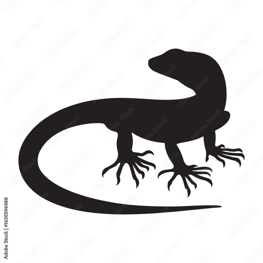 Fototapeta premium Striking black silhouette of a lizard in a dynamic pose perfect for wildlife and nature designs silhouette